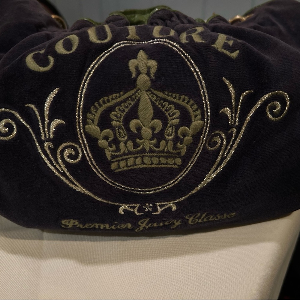 Juicy Couture Velvet Navy and Olive Shoulder Bag - Picture 12 of 12